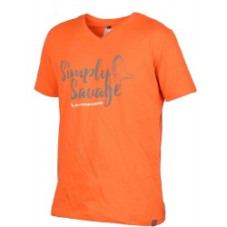 Savage Gear Triko Simply Savage V-Neck Tee Orange 