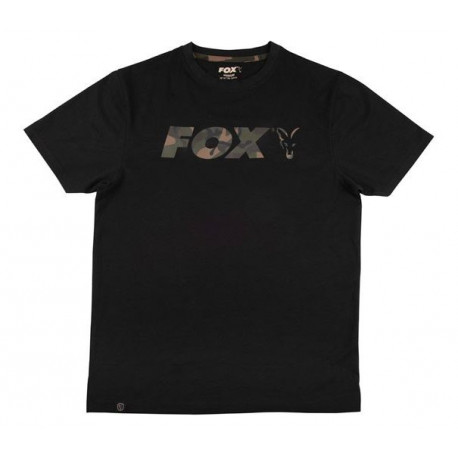  Fox Triko Black/Camo Chest Print T-Shirt 