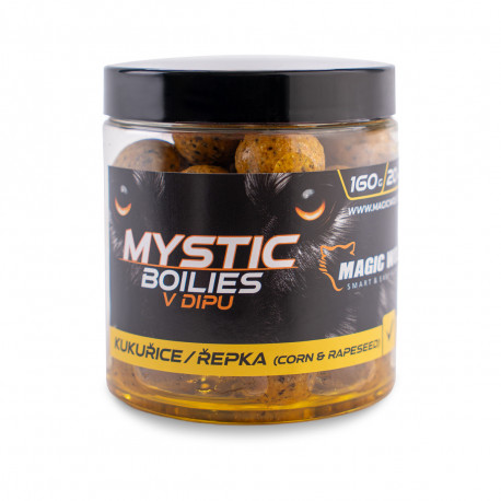 Magic Wolf MYSTIC Boilies v dipu 160g 20mm Kukuřice / řepka
