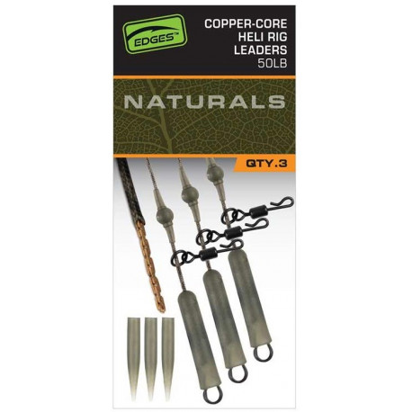Fox Montáž Edges Naturals Copper Core Heli Rig Leaders 3 ks