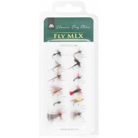 Mikado Sada Umělé Mouchy Dry Flies Barbless 10ks
