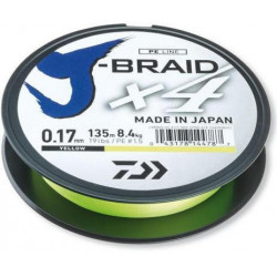 Daiwa Splétaná Šňůra J-Braid 4 Žlutá 135 m